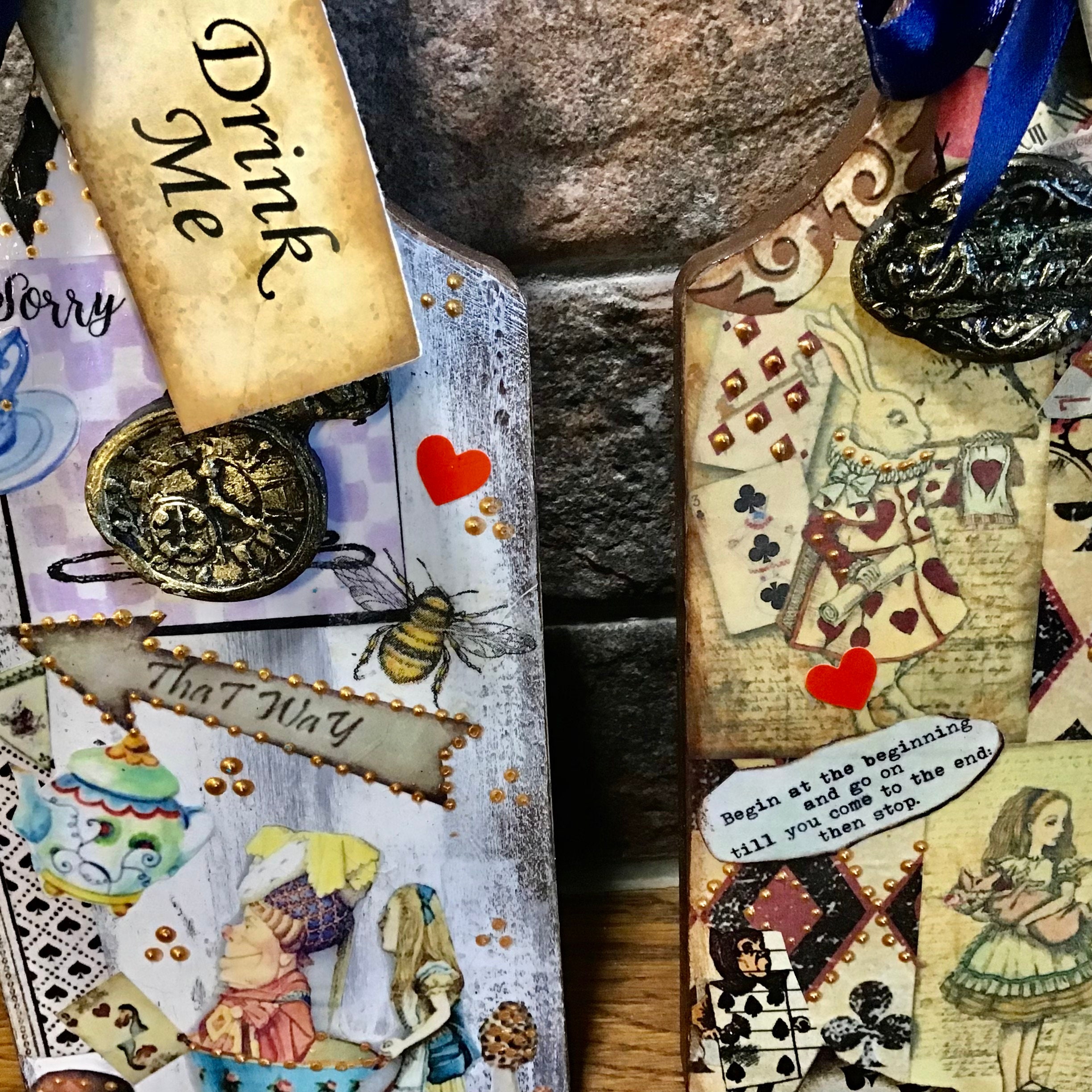 Alice in a Wonderland, Decorative Wood Chopping Boards, Decoupaged