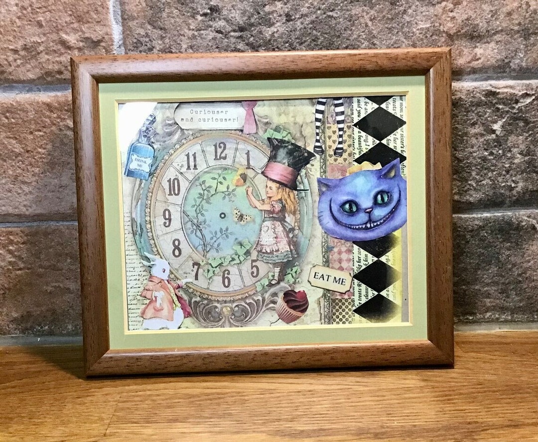 Alice in Wonderland Framed Collage Art: OOAK Mixed Media Wall Decor - Etsy