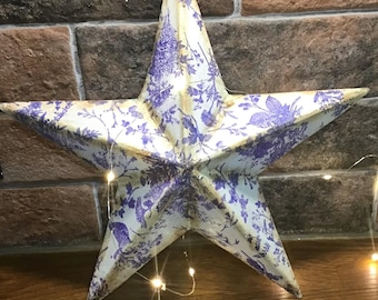 Decoupage Metal Barn Star: Vintage Cottage Style Wall Decor (12 inch)