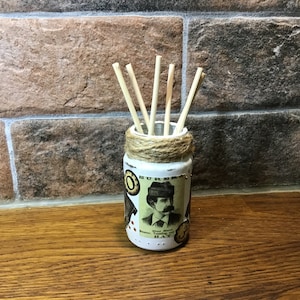Small reed diffuser, painted and decoupaged inSteampunk theme, home fragrance, home and living