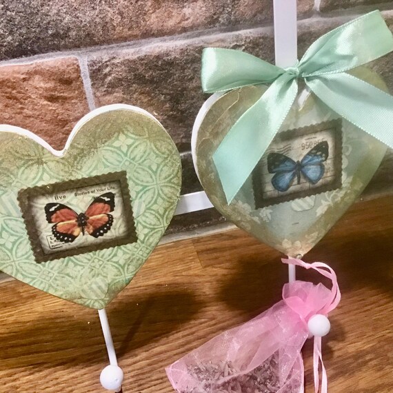 Over Door Hooks, Shabby Chic Decoupage Coat Hooks, Clothes Storage