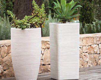 Planter 28 Inch Large Tall Planter Pot -For Home Decor Made In Italy - Pots for Plants Rounded Cylinder - Planters Indoor or Outdoor