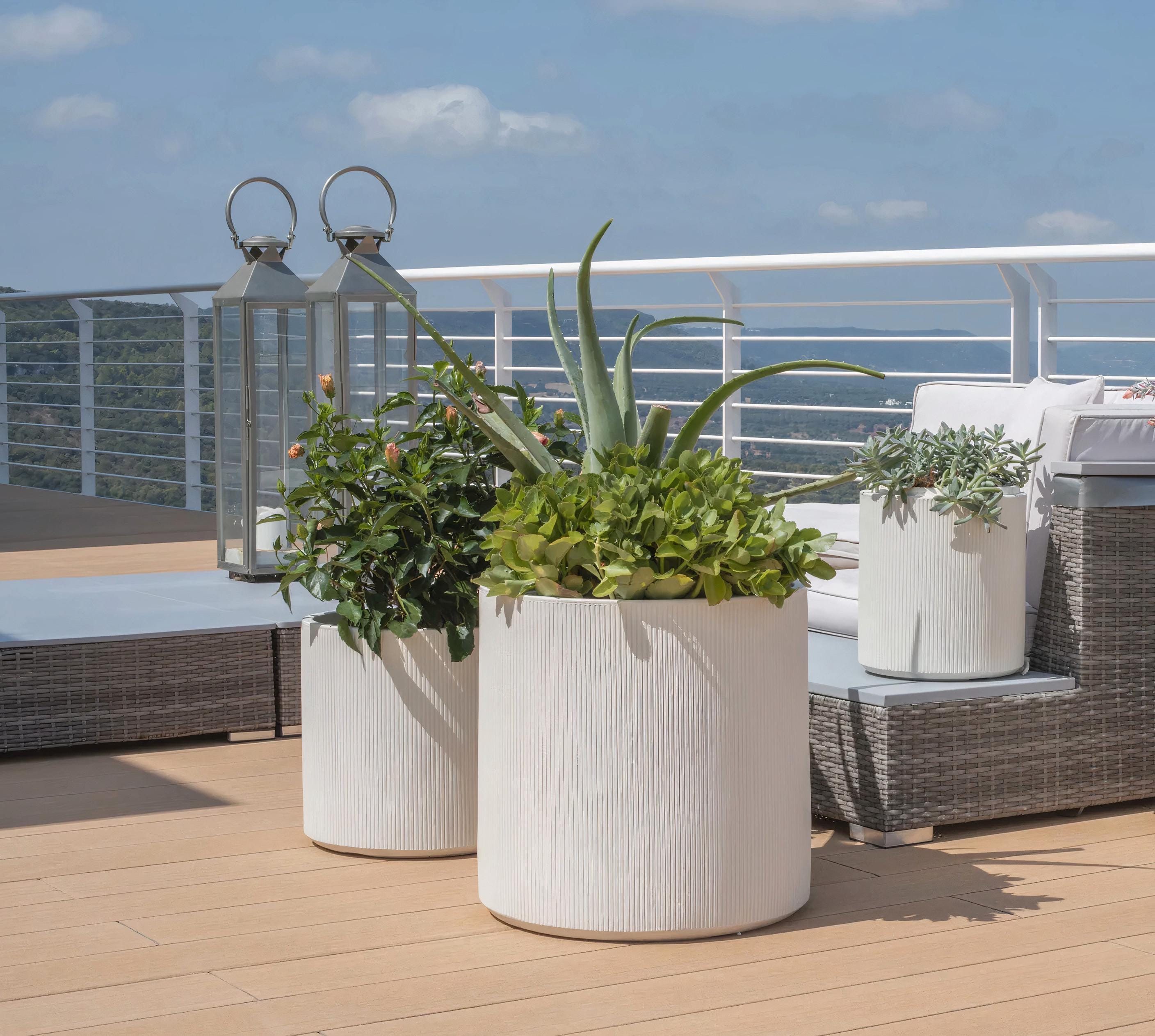 Planter 11 Inch 14 Inch 18 Inch Large Planter -For Home Decor Made In Italy - Pots for Plants Rounded Cylinder - Planters Indoor or Outdoor