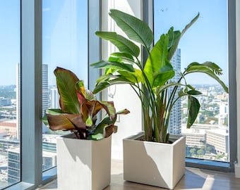 Planter 12 Inch 16 Inch Large Modern Planter -For Home Decor Made In Italy - Patio Garden Pot Lightweight Planter - Planters Indoor Outdoor
