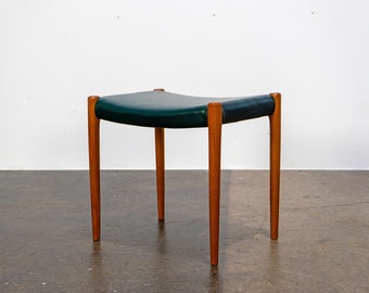 Teak Stool with Leather by Niels Otto Møller for J.L. Møllers,  Model 80A, 1960s, 60s