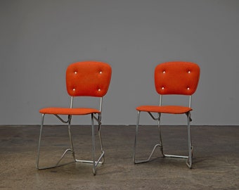 Pair Mid-Century Upholstered Stacking Chairs by Armin Wirth for Aluflex, 1960s, 60s, 70s