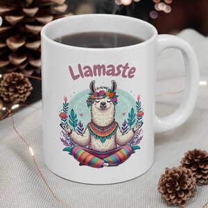 Llama Mug, Llamaste Mug, Meditating Llama Mug, Yoga Llama Mug, Funny Llama Mug, Llama Meditating Mug, Llama Lover Mug, Cute Llama Gift