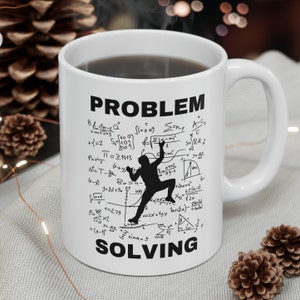 Bergklättringskaffemugg, boulderingpresent, matteproblemlösningskaffekopp, problemlösningsmugg, mattenördpresent, present till klättrare