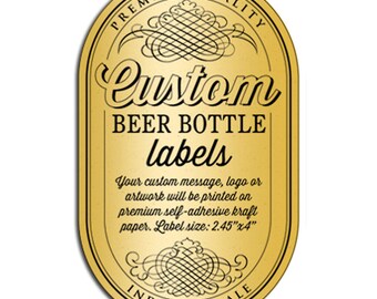 Custom Printed Beer Labels "Hand-Crafted Ale"