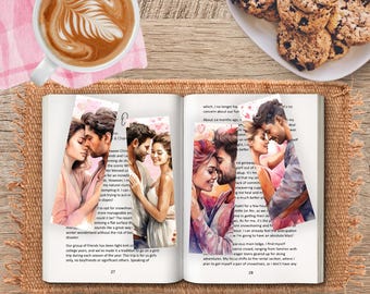 Watercolor Romance Bookmarks: Couple Art, Printable Valentines Gift (Digital Download)