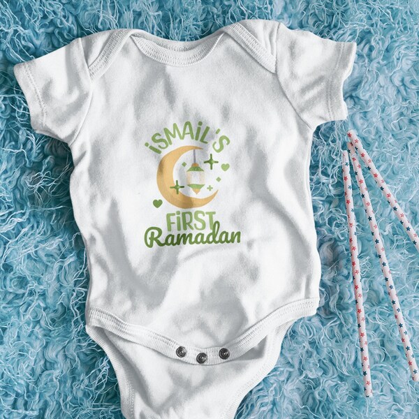 Personalized My First Ramadan Infant Fine Jersey Bodysuit - Muslim Baby Gift, Ramadan Baby Gift, Baby's First Ramadan Custom Onesie Green