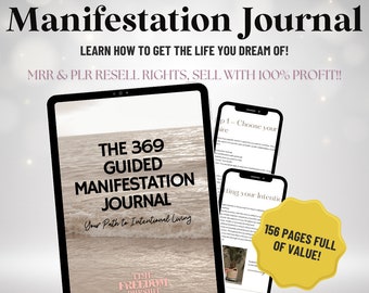 MRR Manifestation Journal with Resell Rights, 369 Guided Manifestation, Neville Goddard Manifestation, Editable Canva Template