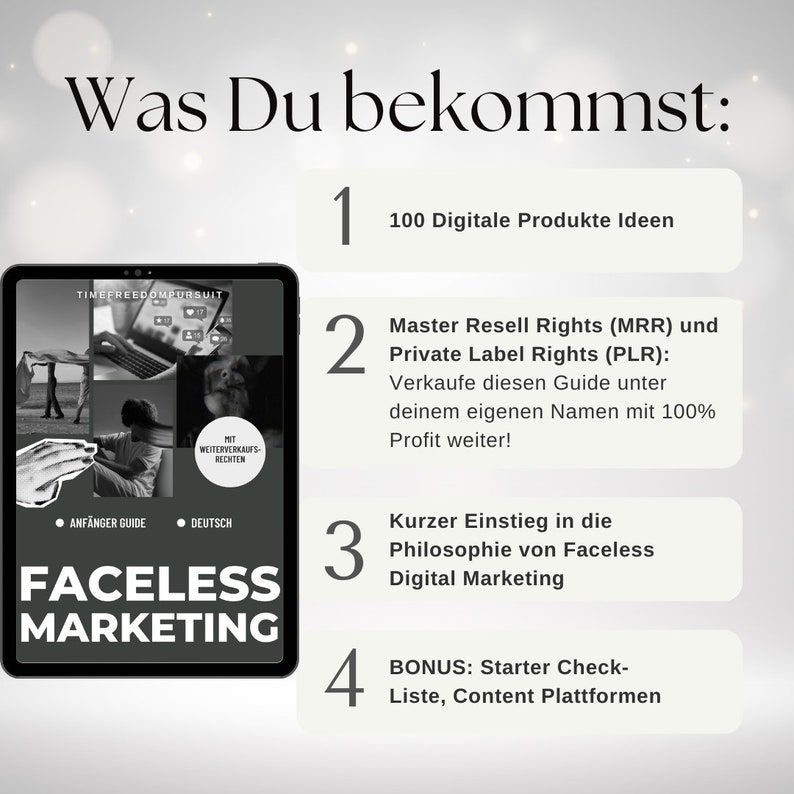 100 digital product ideas German with resale rights, Faceless Digital Marketing Beginner Guide, INSTAGRAM Marketing Checklist, image 2