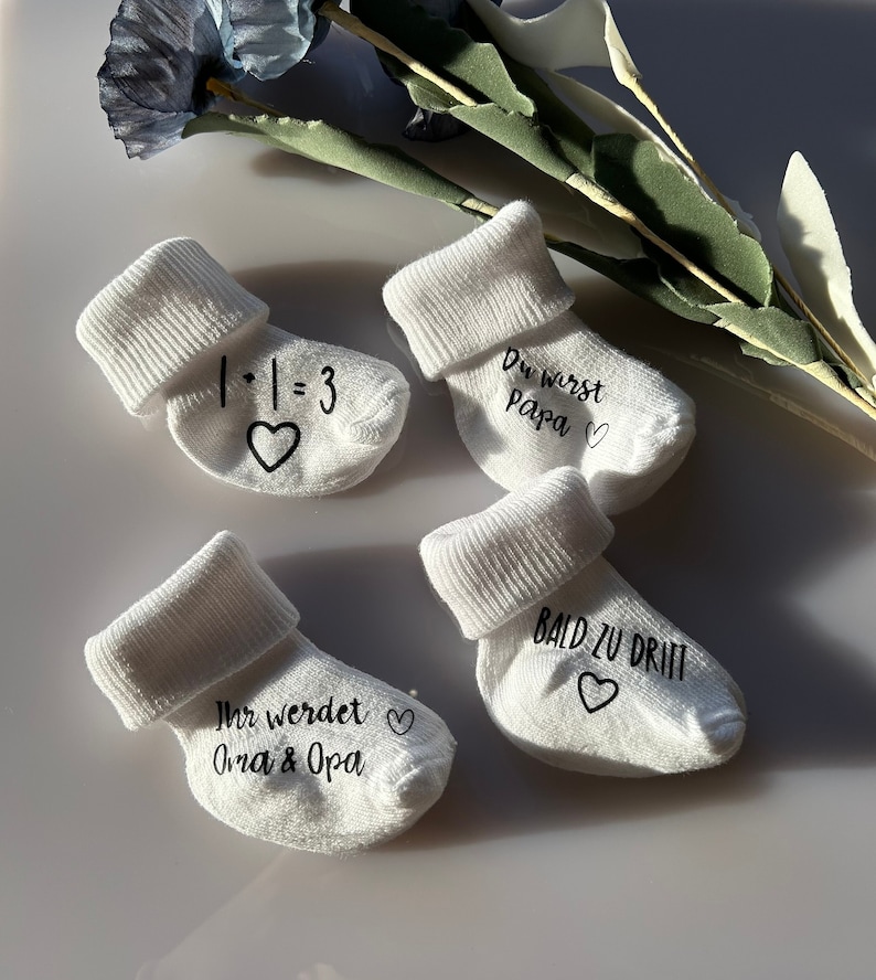 Baby sock personalized pregnant pregnancy Pregnancy Announcement Gifts Baby individual personalized image 1