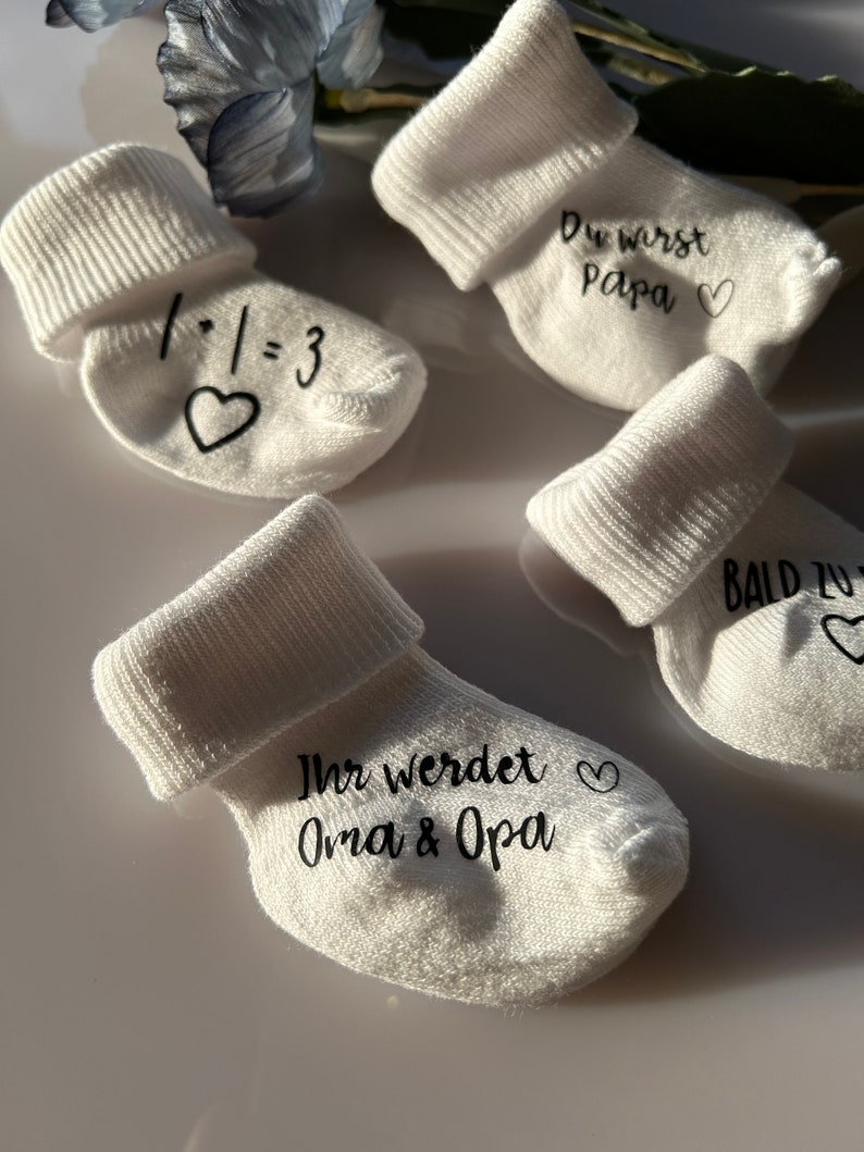 Baby sock personalized pregnant pregnancy Pregnancy Announcement Gifts Baby individual personalized Schriftart 2