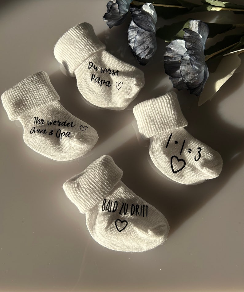 Baby sock personalized pregnant pregnancy Pregnancy Announcement Gifts Baby individual personalized image 6