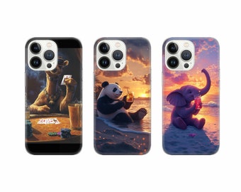 Animal Art TPU Gel Phone Case: Camel, Elephant, Panda
