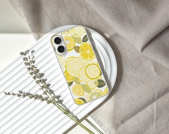 Lemon Phone Case: Yellow Citrus Design, MagSafe Compatible