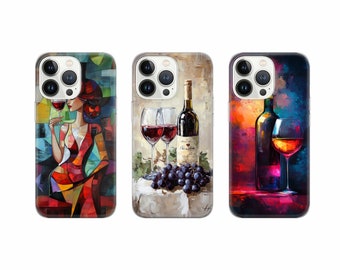 Wine Abstract Art Phone Case: Trendy Protective Cover