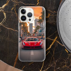 Funda para teléfono con diseño de coche rojo, estética de coche deportivo, funda estilo JDM, diseño de coche de carreras para iPhone y Samsung, estilo automovilístico, regalo para amantes de los coches italianos.