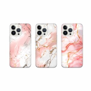 Custodia per telefono in marmo rosa, modello Minimalism, per iPhone 16, 15, 14, 13, 12 Pro, Xs, Samsung S24, S23, S22 FE, A25, A15, Pixel 9, 8A, 7.
