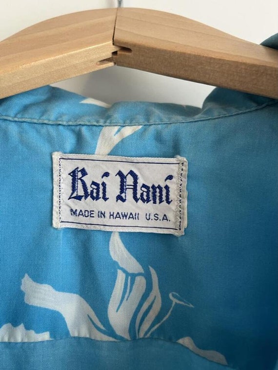 RAI NANI Vintage Hawaiian Floral Blue White Mens … - image 5