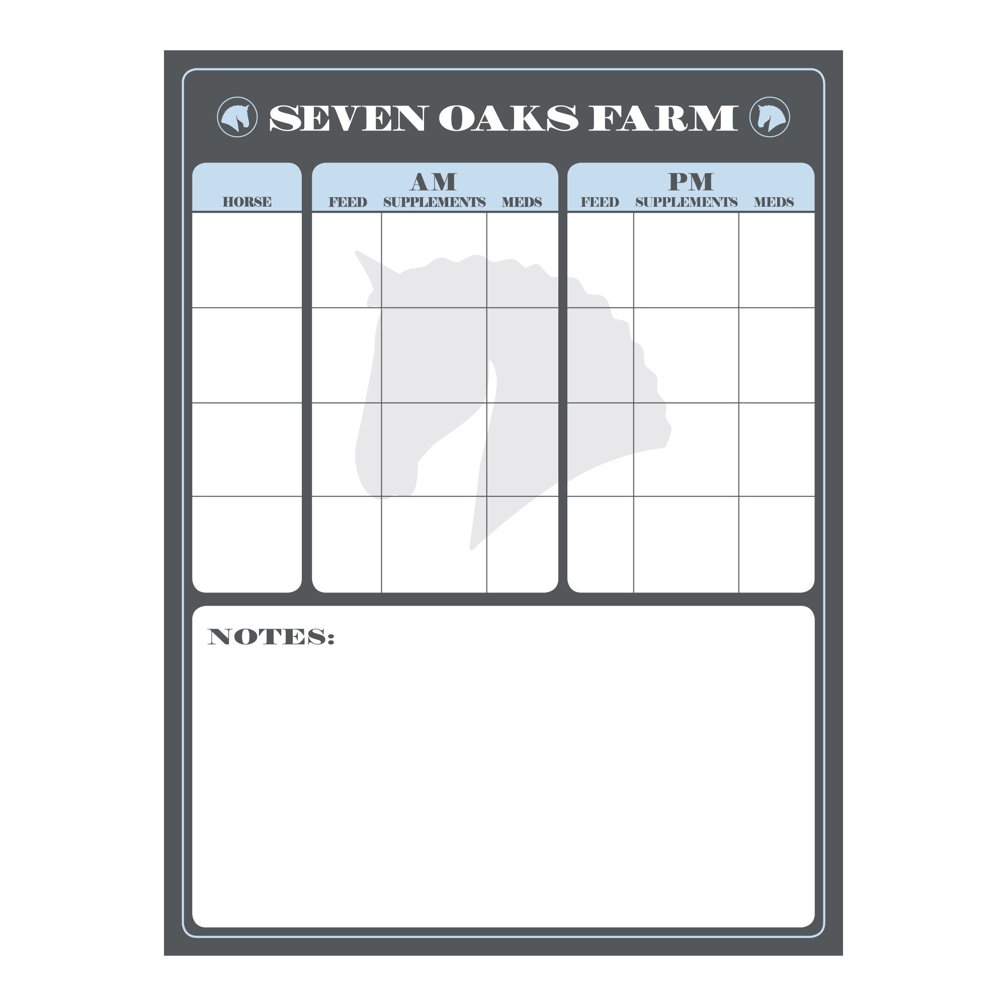 18x24 Dry Erase Feed Chart. Custom to Your Barn Etsy