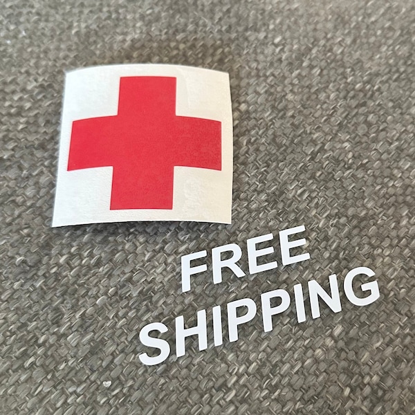 Red Cross Sticker Medical First Aid, Ambulance Decal, Caution Decals, Available in Many Sizes and Colors, Vinyl Decal, Window Free Ship