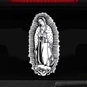 Orajet Black Vinyl Virgin Mary Catholic Decal For Car Window Bumper – Glossy Finish
