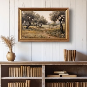 Printable Art Vintage Olive Tree Grove Countryside Cottage Core Décor Oil Painting Rustic Field Landscape Art Print Italy Vintage Wall Art