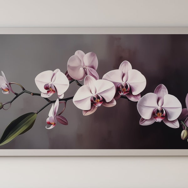 Cadre TV Art printemps orchidée en fleurs Art peinture à l'huile Téléchargement numérique Fleurs Printemps de mauvaise humeur Téléchargement instantané