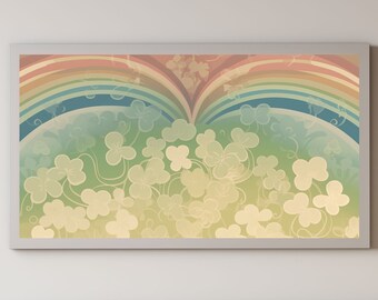 St Patrick's Day Frame TV Art Rainbow Clover Abstract Art Digital Download St Patrick's Rainbow Clovers Frame TV Art Shamrock