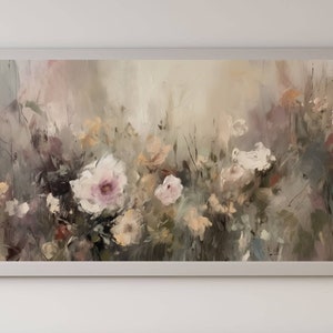 Samsung Frame TV Art Spring Flowers CottageCore Décor Oil Painting Rustic Field Landscape Moody Art Digital Download