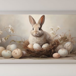 Frühling Samsung Rahmen TV Kunst Osterhase mit Eiern Vintage Ölgemälde Bauernhaus Kunst TV Edel Land Ostern Dekor digitaler Download