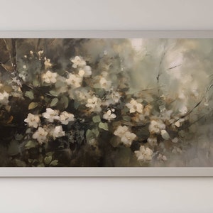 Samsung Frame TV Art Spring Flowers CottageCore Décor Oil Painting Rustic Field Landscape Moody Art Digital Download
