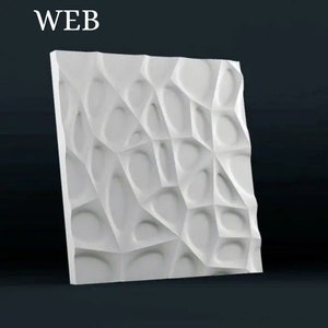 May include: White 3D wall panel with a textured, organic pattern resembling a web or network of interconnected shapes.