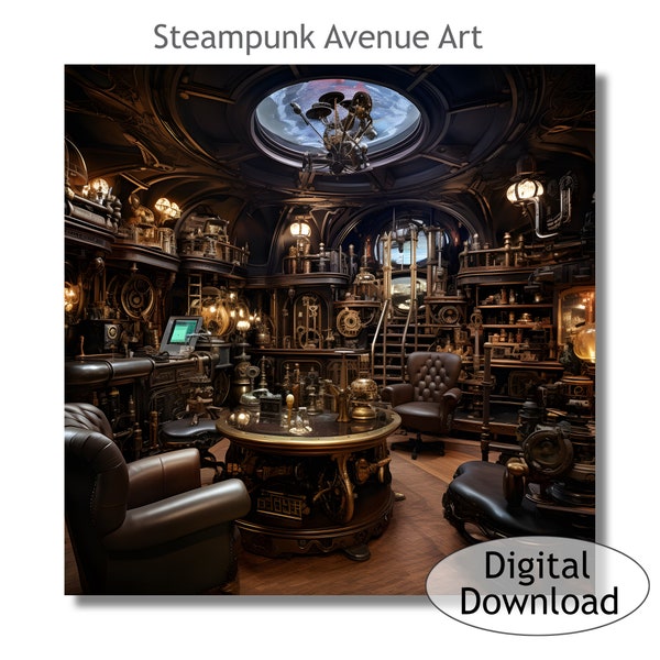 Steampunk MAN CAVE, Printable Wall Art, Colorful Wall Art, Trendy Art, Gift Art, MCST-S-2766