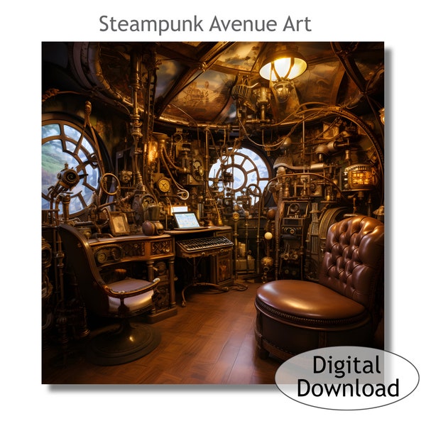 Steampunk MAN CAVE, Printable Wall Art, Colorful Wall Art, Trendy Art, Gift Art, MCST-S-2767