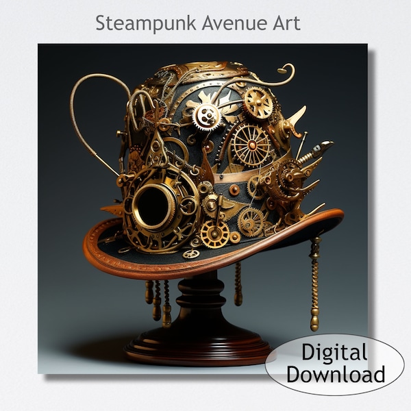 STEAMPUNK HAT, Printable Wall Art, Colorful Wall Art, Trendy Art, Gift Art, HST-S-2413