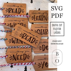 Digitaal SVG-bestand - cadeaukaartjes voor iets - personalisatieoptie - iets om te lezen, dragen, willen, nodig hebben, doen, leren, delen