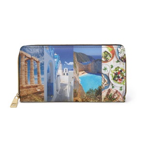 Grecia es siempre una buena idea / Cartera / Atenas Santorini Zakynthos Mediterráneo / Cartera gris claro / Wanderlust / Regalo de cartera de viaje