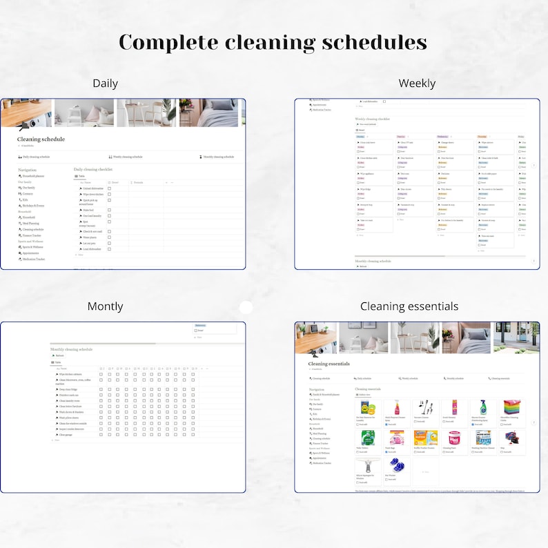 Family & Household planner template Notion, Home Management, Finance tracker, Cleaning schedules, Meal planning, Ultimate Family Organizer, home organization,  family planner, household planner, cleaning checklists,  finance tracker,