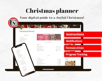 Sjabloon kerstplanner: vakantiebudget, menu, cadeaus (digitale download)