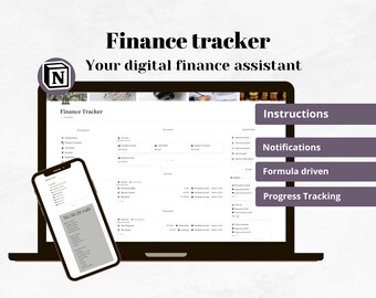 Finance Tracker Notion Template - Digital Budget & Expense Planner (Digital download)