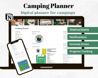 Mall för campingplanering: Resplaner och journal (digital nedladdning)