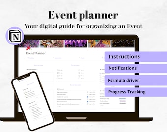 Plantilla de Notion para planificador de eventos: Organización de eventos empresariales y de fiestas (Descarga digital)