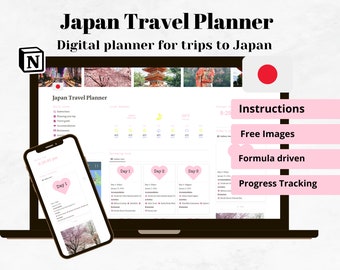 Mall för reseplanerare för Japan: Resplan och journal (digital nedladdning)