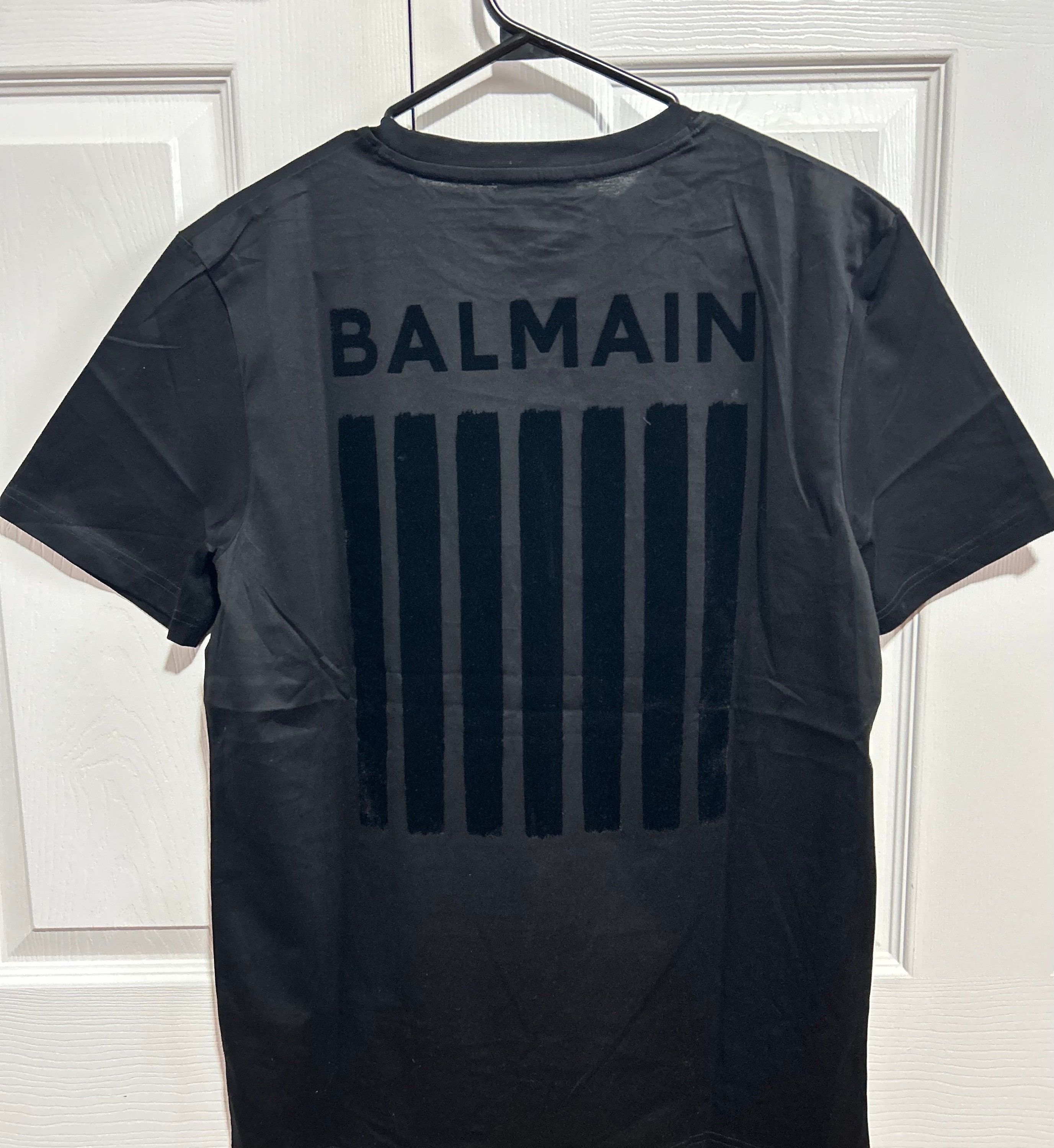 Exclusive Balmain Velvet Print Logo Tee- Vintage Limited Exclusive Balmain Velvet Print Logo Tee- Vintage Limited