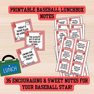 Baseball Love Notes stampabili / 35 biglietti incoraggianti per giovani giocatori di baseball / biglietti di San Valentino di baseball con note per il pranzo Download immediato
