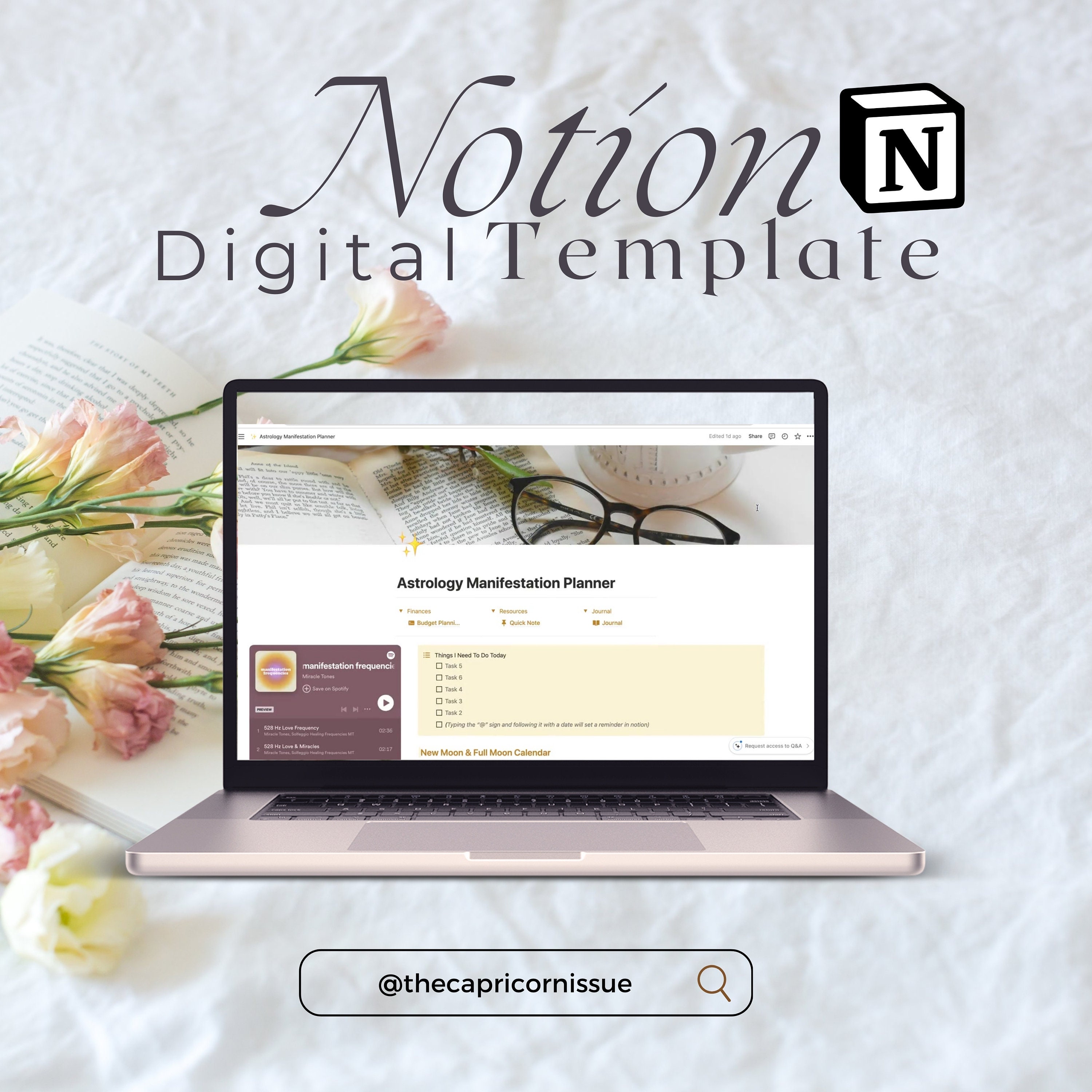 Notion Digital Planner Template for Manifestation 2024 Astrology Sun ...